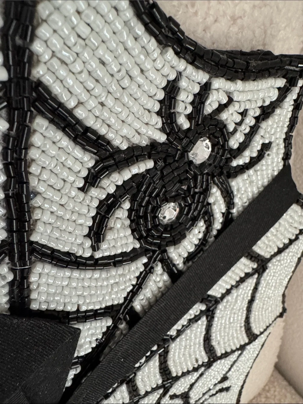 Rachel Zoe Black and White Beaded Spider Web Placemats